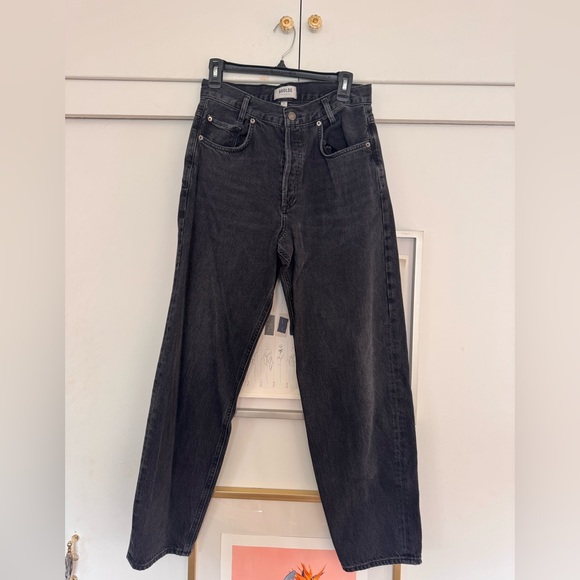 Agolde Denim - Agolde Black Mid-Rise Tapered Leg Jeans